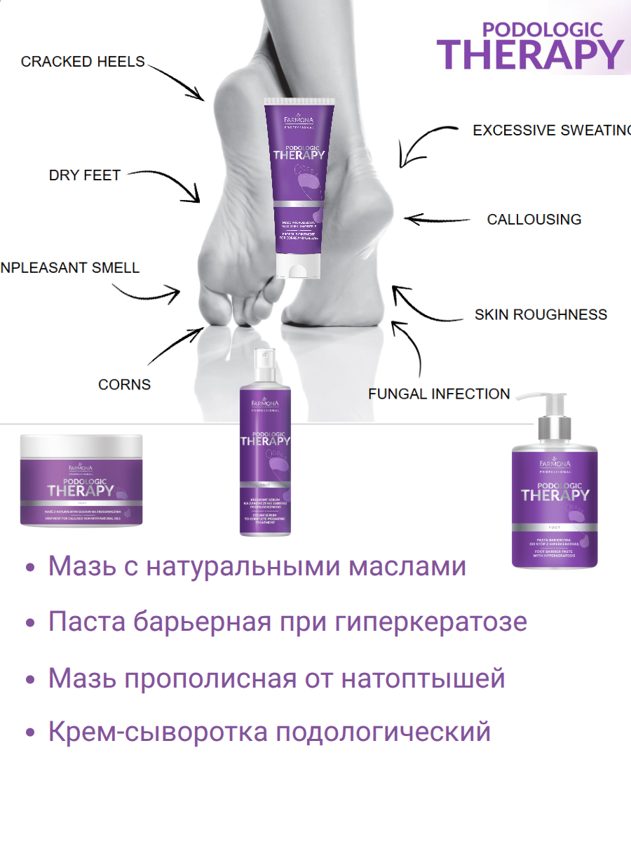 PODOLOGIC THERAPY Мазь для огрубевшей кожи ног с натуральными маслами 200 мл — изображение 3