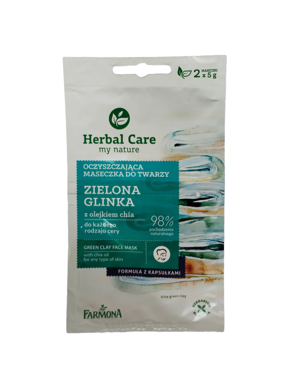 Herbal Care Очищающая маска для лица «Зелёная глина» в саше 2х5гр